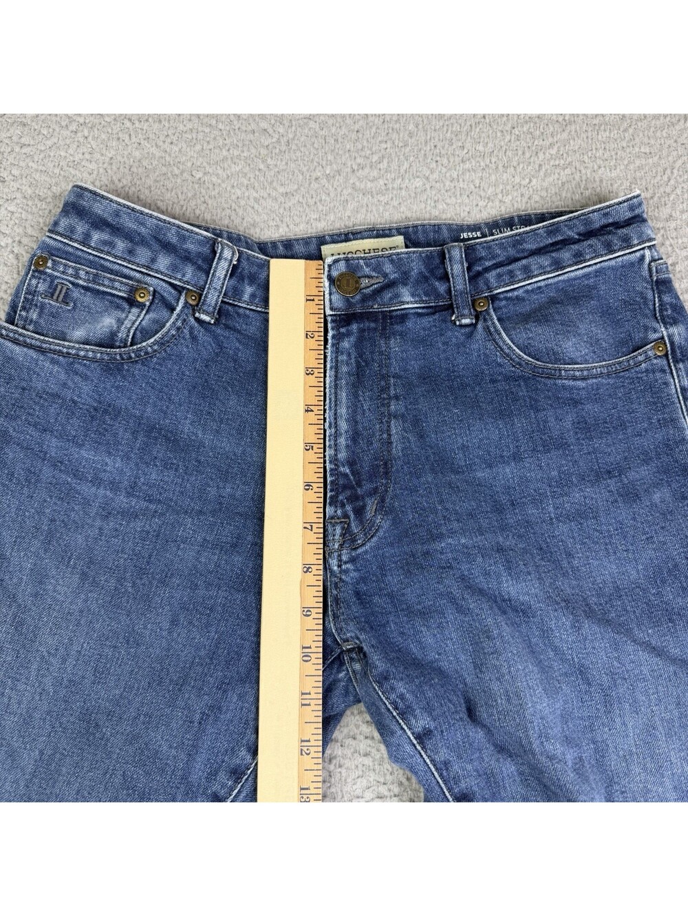 Lucchese Men's Jesse Slim Straight Washed Blue Jeans 32W X 32L Italy Fabric $325 - Picture 5 of 13